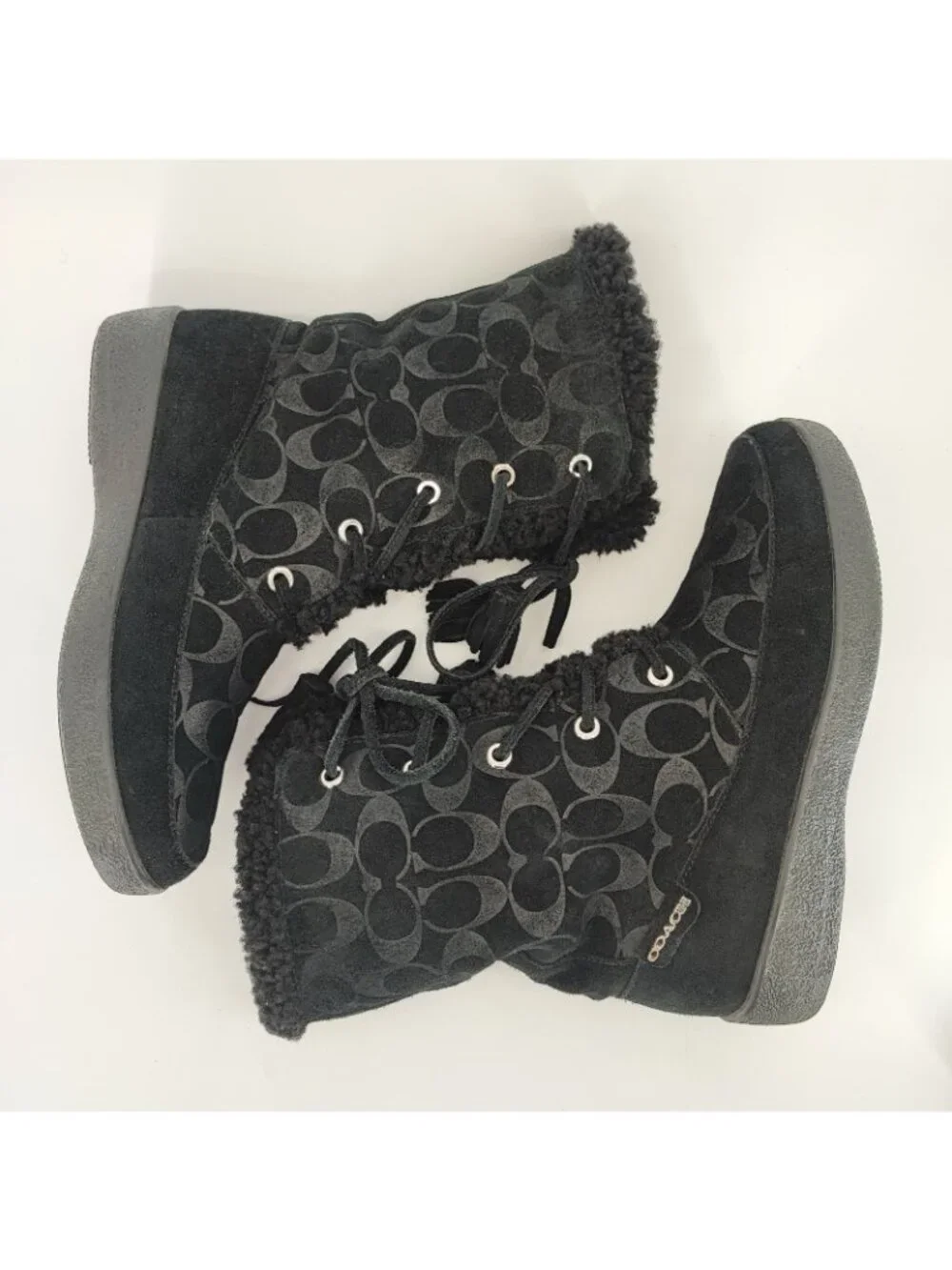 Coach Tuesday Women’s 7.5 US Boots Suede Black Winter Sheepskin Lined A7408 - Picture 5 of 10